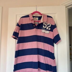 Zara Striped Button Down Shirt in Pink and Navy